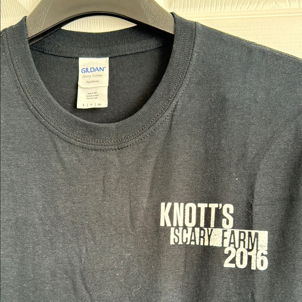 NWOT Gildan Black Knott's Scary Farm 2016 T-Shirt - Picture 2 of 3